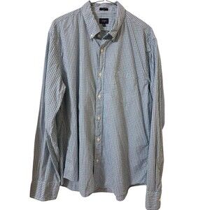 J. Crew Slim Button Down Shirt Men's XL Teal Purple Plaid Long Sleeve H7.3